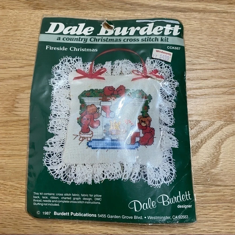 Vintage Dale Burdett Christmas Cross Stitch Kit NEW Fireside Pillow Ornament